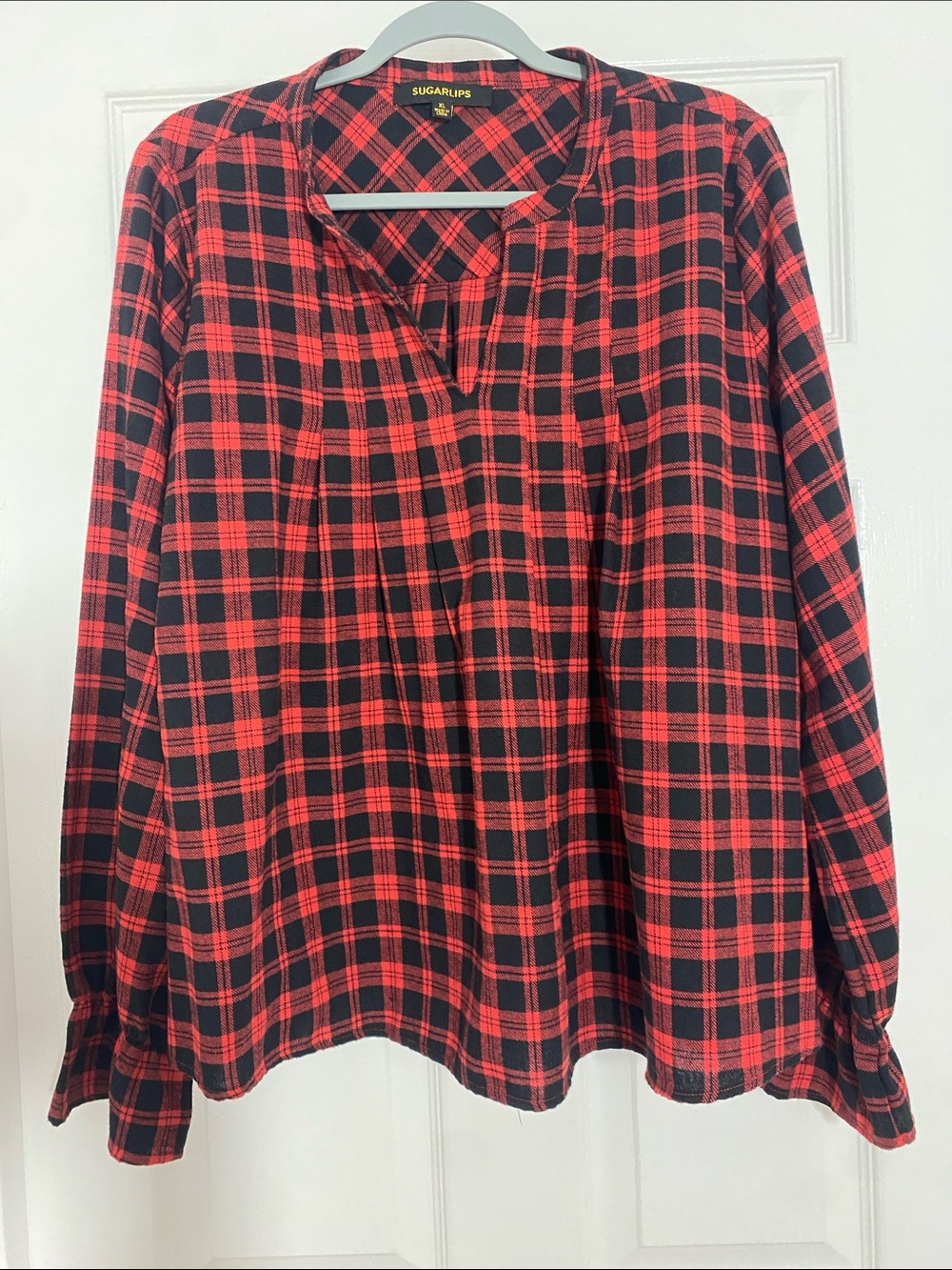 Sugarlips Red and Black Plaid Pullover Shirt